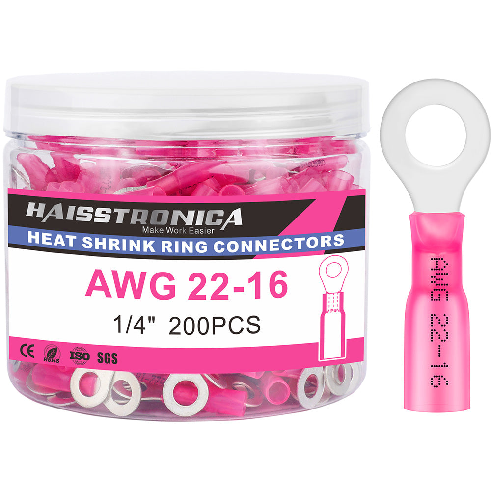 Haisstronica Heat Shrink Ring Connectors|Marine Grade 1/4"