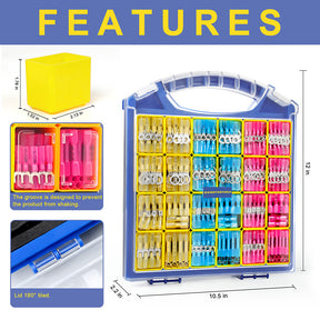 620PCS Marine Grade Heat Shrink Wire Connectors kit with Removable Storage Bins(3Colors/8Size)