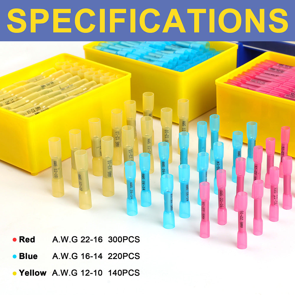 660PCS Marine Grade Heat Shrink Wire Connectors Set with Crimping Tool and Removable Storage Bins