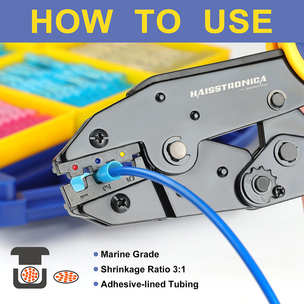 660PCS Marine Grade Heat Shrink Wire Connectors Set with Crimping Tool and Removable Storage Bins
